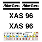 Atlas Copco XAS96 Compressor Decal Sticker Set