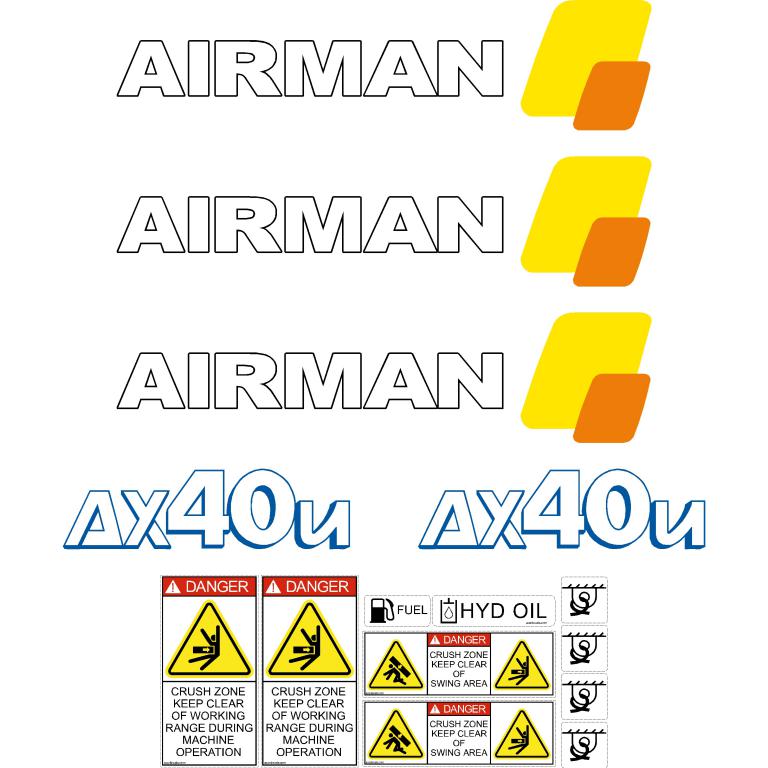 Airman AX40u-4 Decal Kit - Mini Excavator