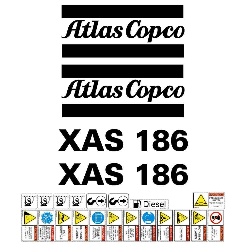 Atlas Copco XAS186 Decals Stickers Set