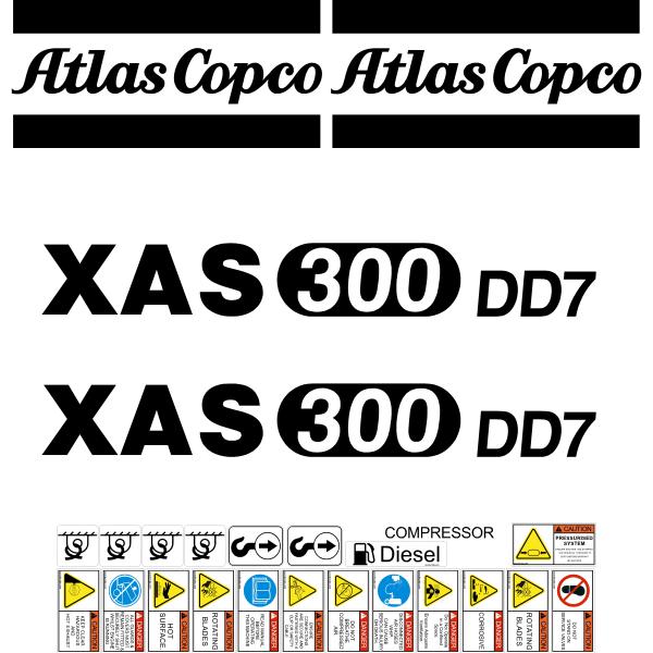 Atlas Copco XAS300 DD7 Decal Kit - Compressor
