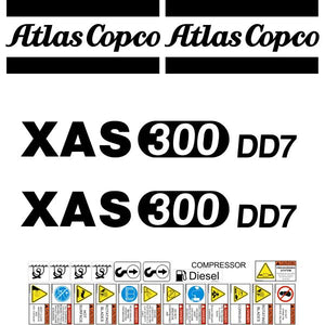 Atlas Copco XAS300 DD7 Decal Kit - Compressor