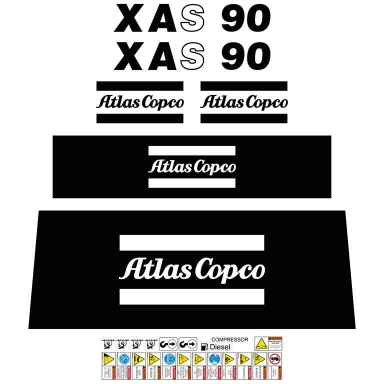 Atlas Copco XAS90 Decal Kit - Compressor