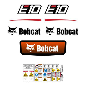 Bobcat E10 Decal Kit Later - Mini Excavator