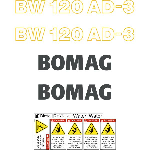 Bomag BW 120AD-3 Decal Kit - Roller