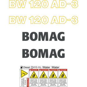 Bomag BW 120AD-3 Decal Kit - Roller