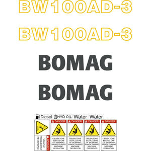Bomag BW 100AD-3 Decal Kit - Roller