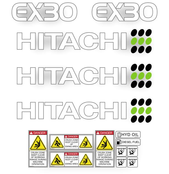 Hitachi EX30 Decal Kit - Excavator