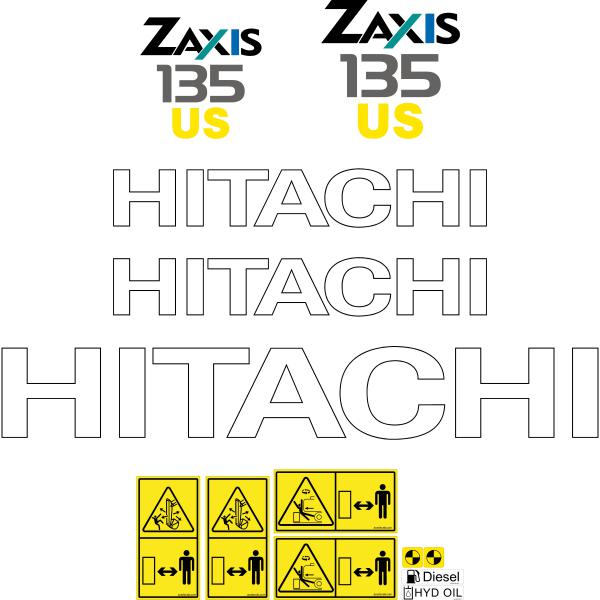 Hitachi ZX135US-1 Decal Kit - Excavator