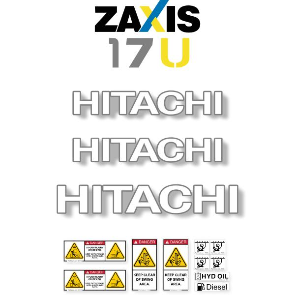 Hitachi ZX17U-3 Decal Kit - Mini Excavator