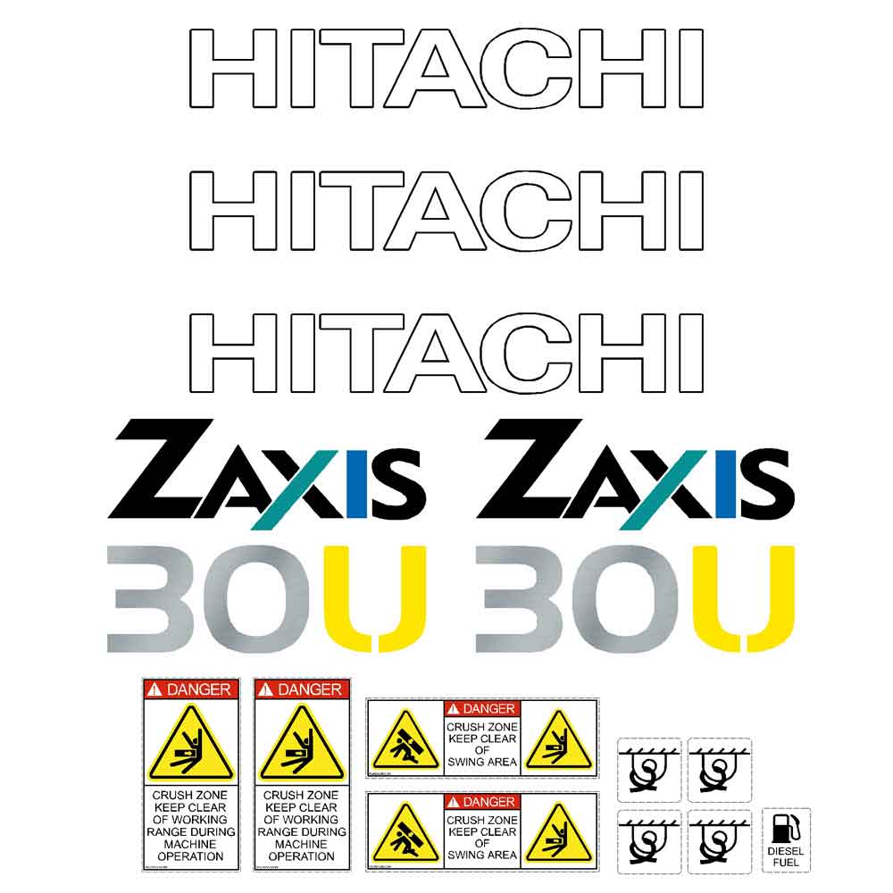 Hitachi ZX30U-2 Decal Kit - Mini Excavator