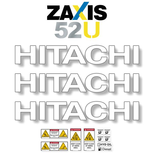 Hitachi ZX52U-3 Decal Kit - Mini Excavator