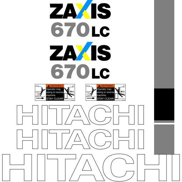 Hitachi ZX670 LC - 3 Decal Kit - Excavator