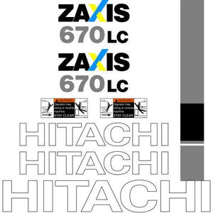 Hitachi ZX670 LC - 3 Decal Kit - Excavator