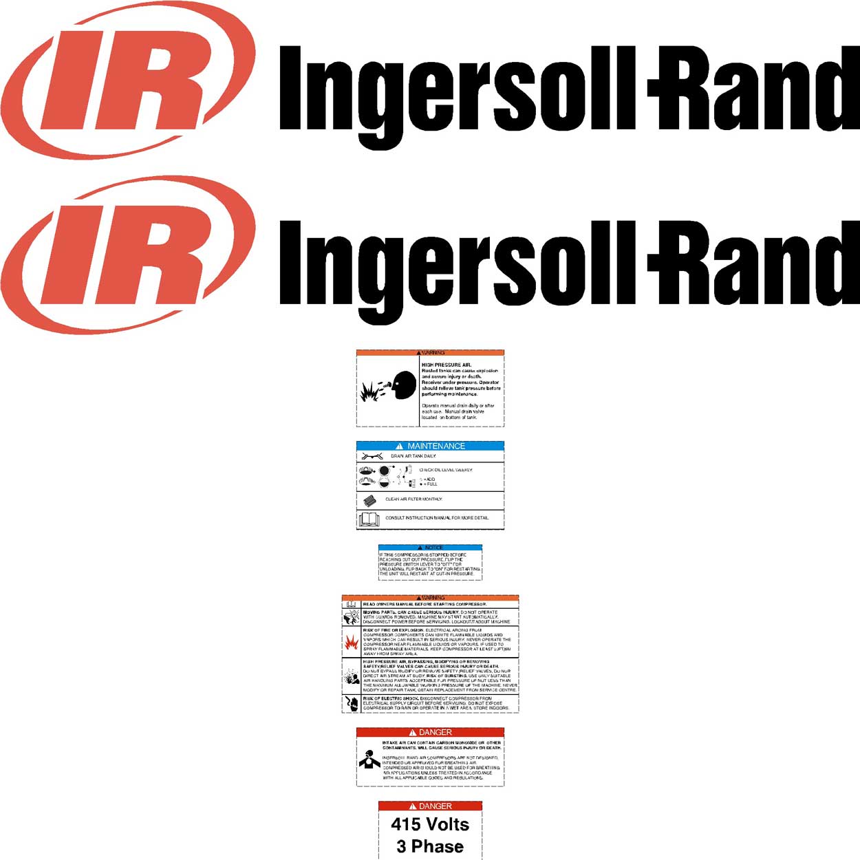 Ingersoll Rand 7100 Decal Kit - Compressor