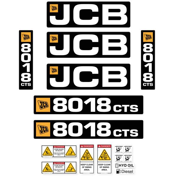 JCB 8018 CTS Decal kit - Mini Excavator