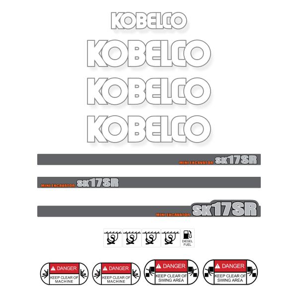 Kobelco SK17SR-3 Decals - Mini Excavator