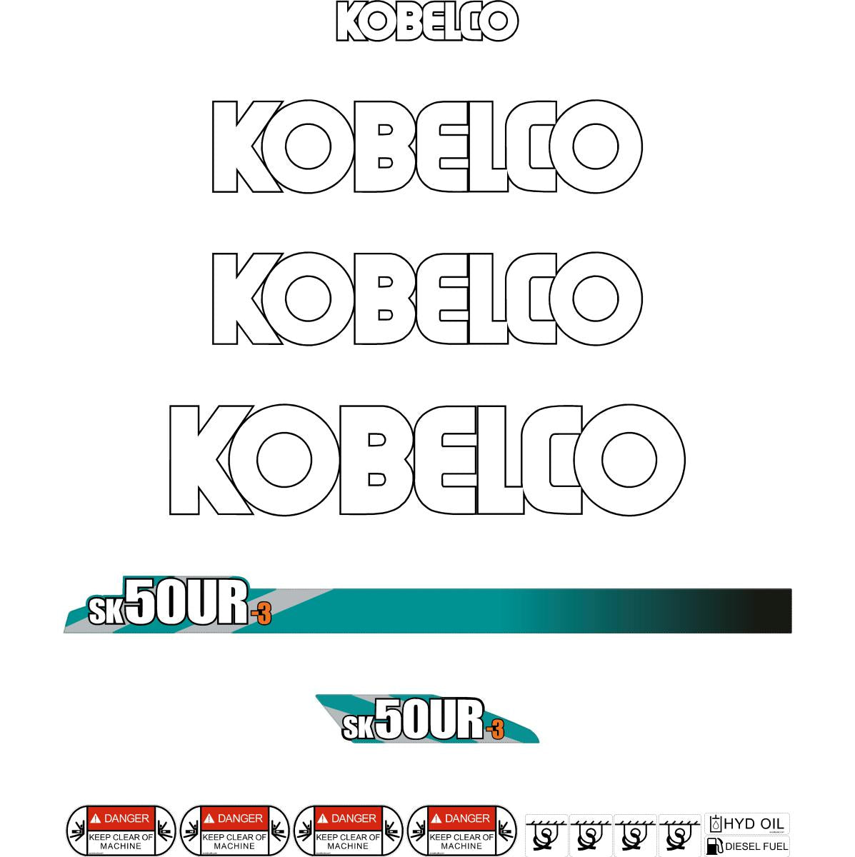 Kobelco SK50UR-3 Decals - Mini Excavator