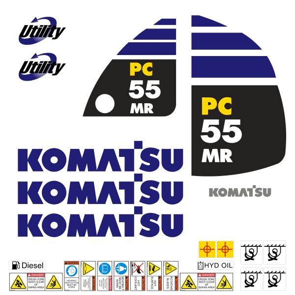 Komatsu PC55MR-3 Decal Kit - Mini Excavator