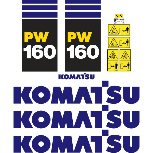 Komatsu PW160-8 Decal Kit - Excavator