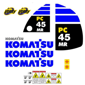 Komatsu PC45MR-3 Decal Kit - Mini Excavator
