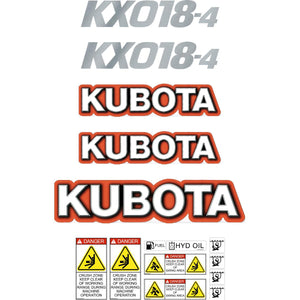 Kubota KX018-4 Decal Kit - Mini Excavator
