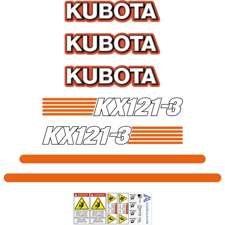 Kubota KX121-3 Decal Kit - Mini Excavator