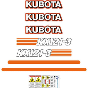 Kubota KX121-3 Decal Kit - Mini Excavator