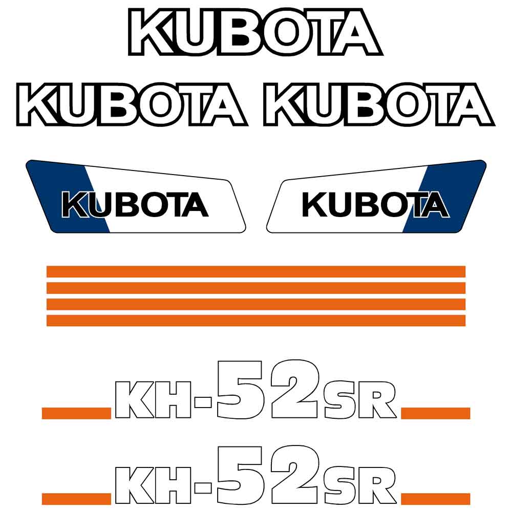 Kubota KH52 SR Decal Kit - Mini Excavator