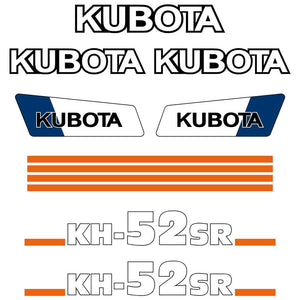 Kubota KH52 SR Decal Kit - Mini Excavator
