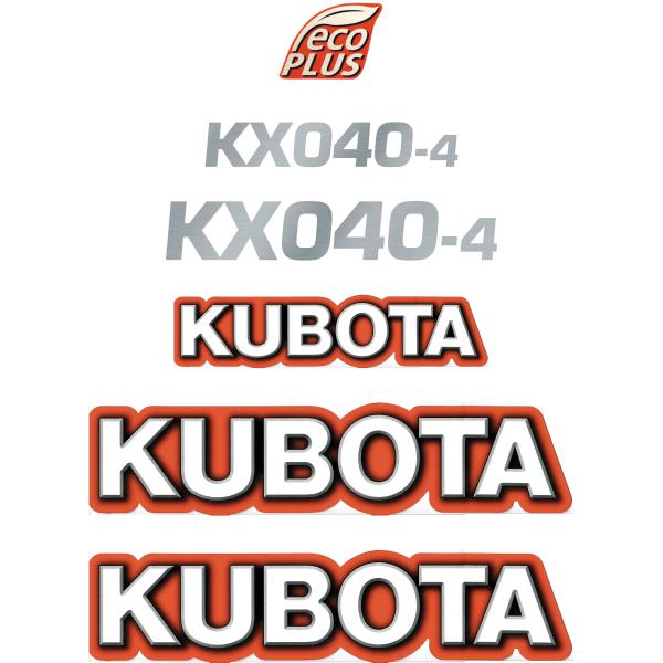 Kubota KX040-4 Decal Kit - Mini Excavator