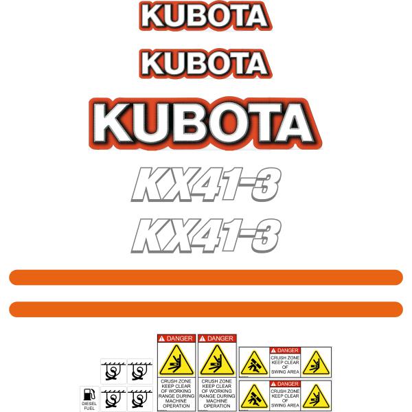 Kubota KX41-3 Decal Kit - Mini Excavator