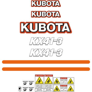 Kubota KX41-3 Decal Kit - Mini Excavator