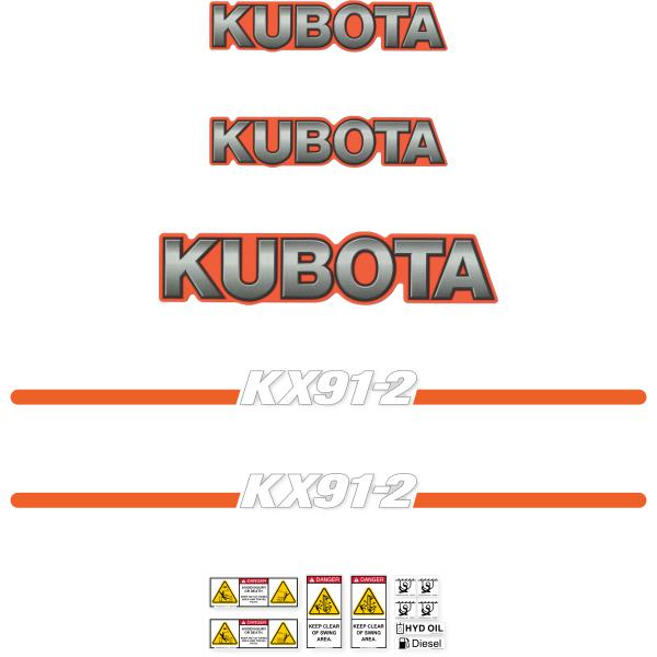Kubota KX91-2 Decal Kit - Mini Excavator