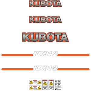 Kubota KX91-2 Decal Kit - Mini Excavator