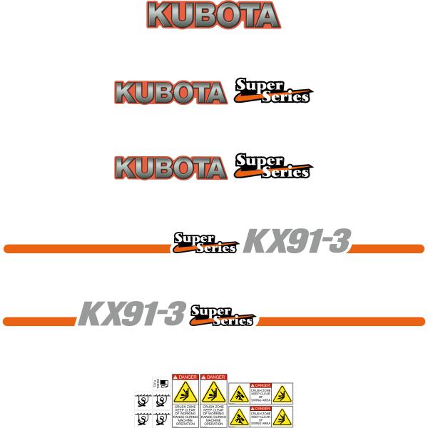 Kubota KX91-3 Super Series Decal Kit - Mini Excavator