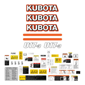 Kubota U17-3 Decal Kit - Mini Excavator