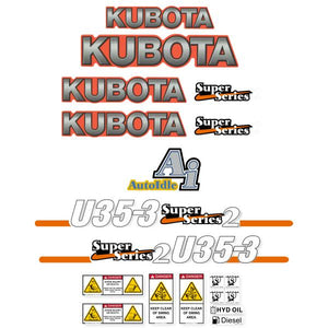 Kubota U35-3 Super Series 2 Decal Kit - Mini Excavator
