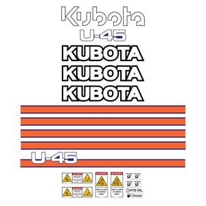 Kubota U45-1 Decal Kit - Mini Excavator