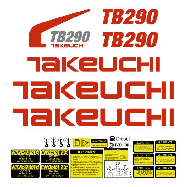 Takeuchi TB290 Decal Kit - Mini Excavator
