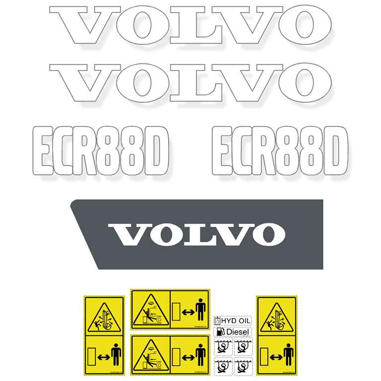Volvo ECR88D Decal Kit - Excavator