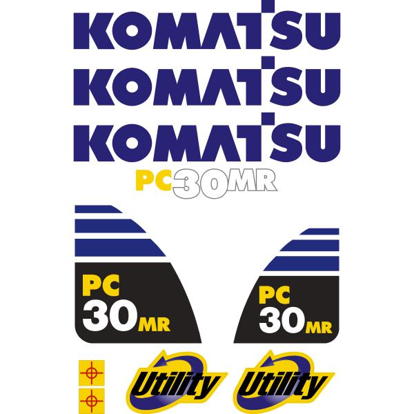 Komatsu PC30MR-1 Decal Kit - Mini Excavator