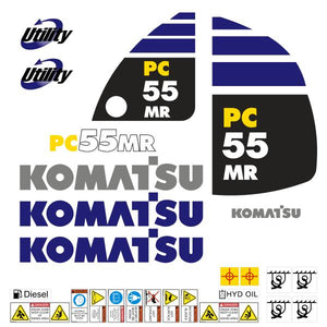 Komatsu PC55MR-2 Decal Kit - Mini Excavator