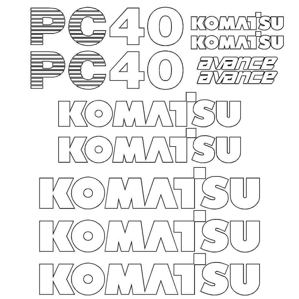 Komatsu PC40-7 Decal Sticker Set