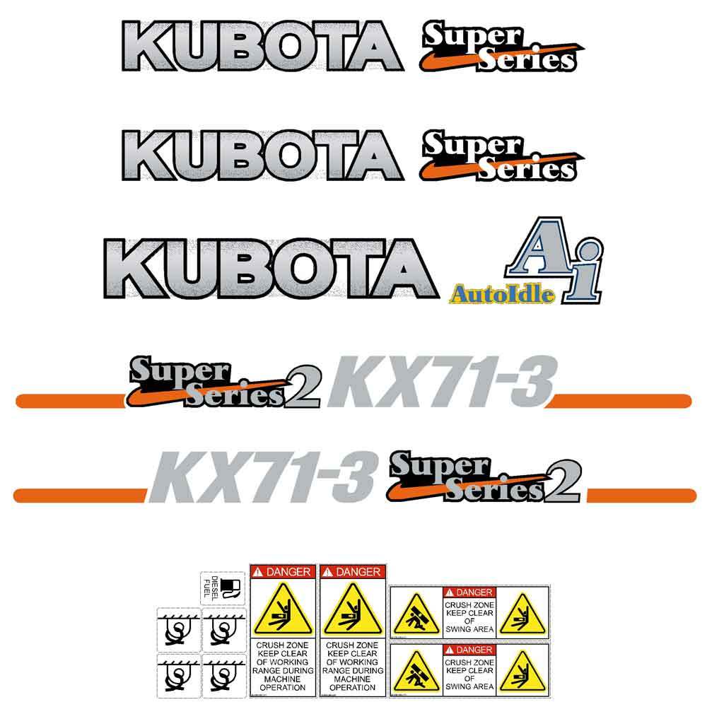 Kubota KX71-3  Decals Stickers 