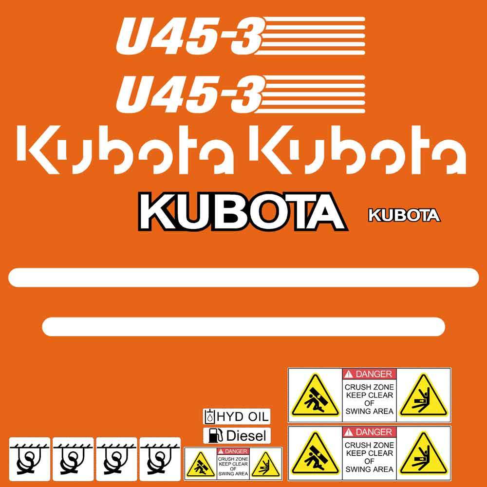Kubota U45-3 Decal Sticker Set