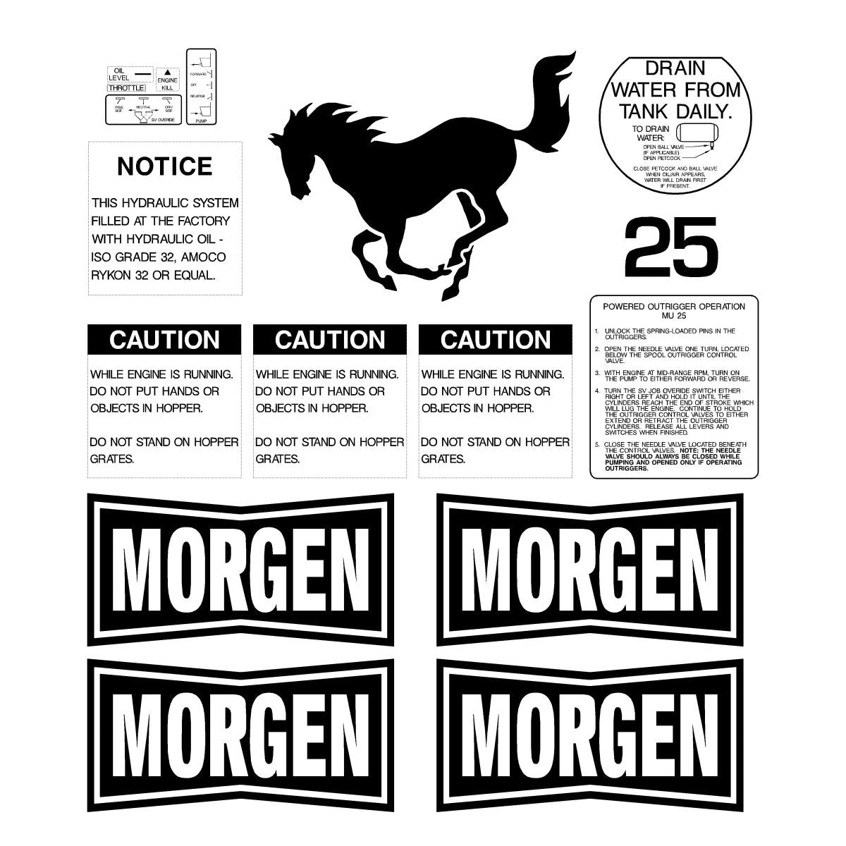 Morgen Mustang MU25 Decal Kit - Concrete Pump