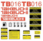 Takeuchi TB016 Decal Sticker Kit