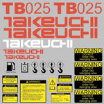 Takeuchi TB025 Decal Sticker Kit