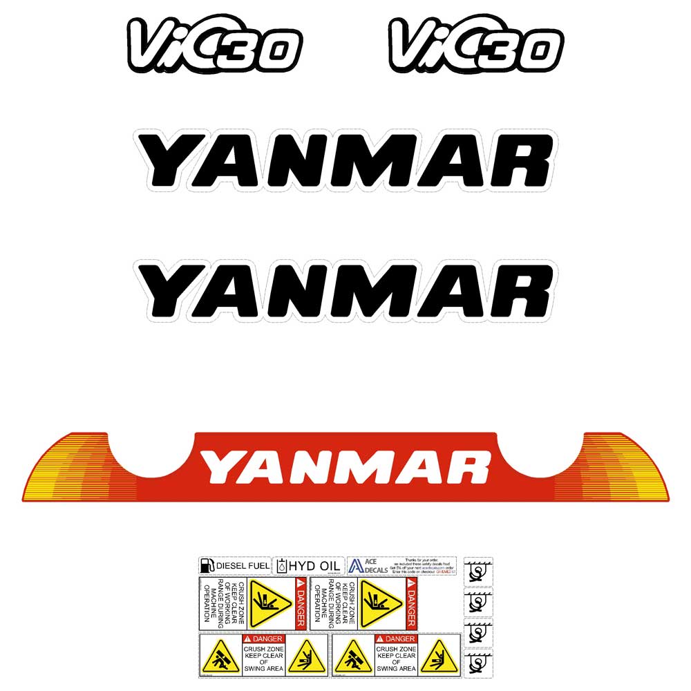 Yanmar Vio30-6 Decal Kit - Mini Excavator